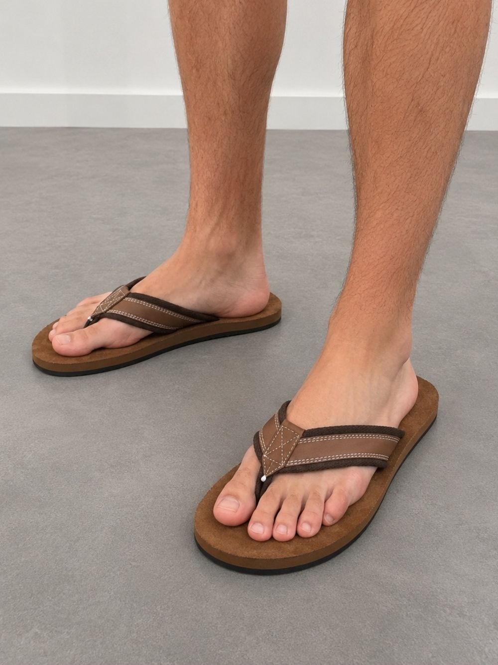 Men’s Brown Comfort Flip Flops Casual Beach Sandals | Lightweight Summer Thongs